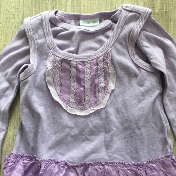 Naartjie Kids Girls Ruffle Layered Long Sleeve Dress Tunic Sz 4 Purple - Picture 3 of 7